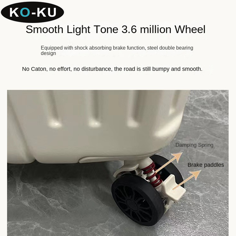 Marco de aluminio de gran capacidad para equipaje, caja de carro multifuncional de 34/40 pulgadas, con freno de absorción de impacto, rueda Universal, KO-KU