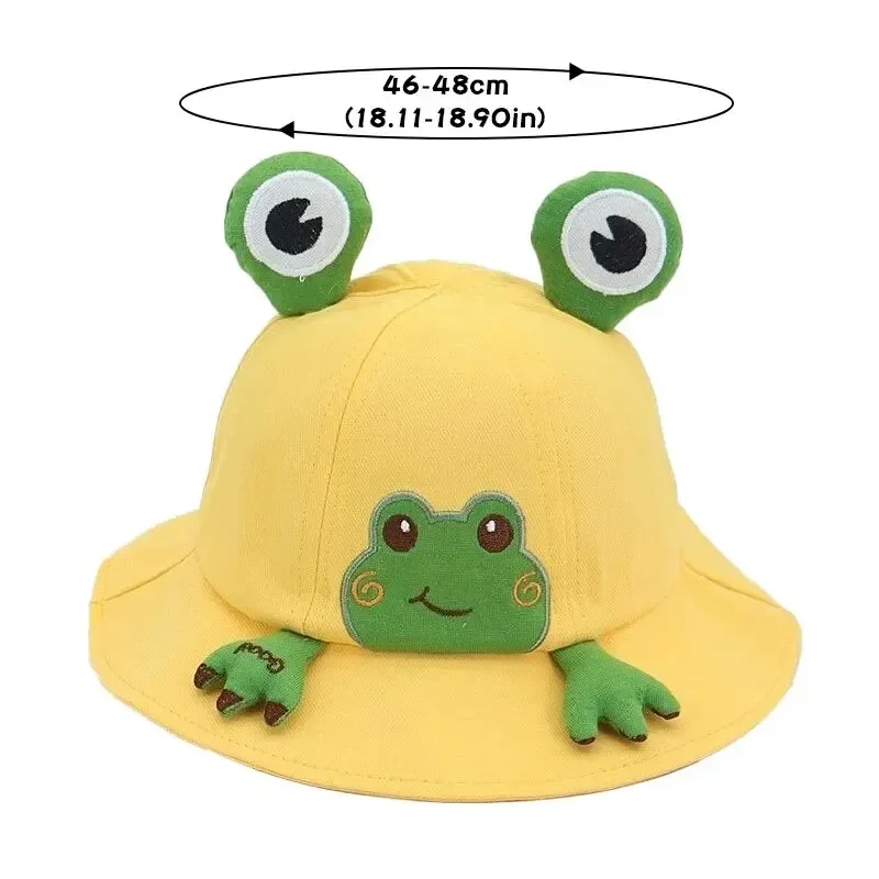 Clearance_Soft Cappello in cotone con motivo rana cartone animato, adatto per neonati e ragazze, cappello da pescatore per lezioni all'aperto, sole