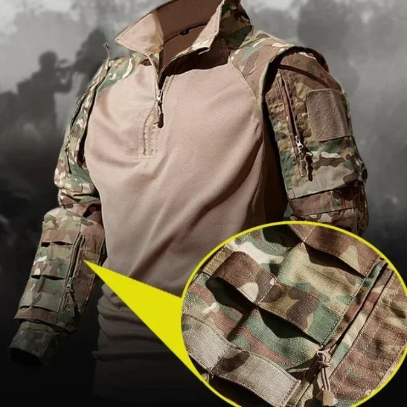 Nuevas camisas tácticas, traje de caza, entrenamiento al aire libre, conjunto de camuflaje duradero y transpirable, camisas de combate impermeables de secado rápido a prueba de viento