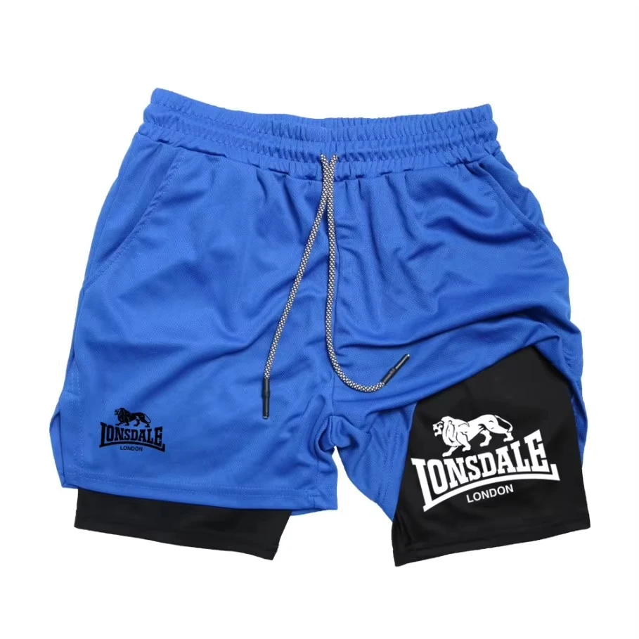 2 in 1 Compression Shorts for Men Gym Workout Running Shorts with Phone Pockets Athletic Quick Dry Activewear