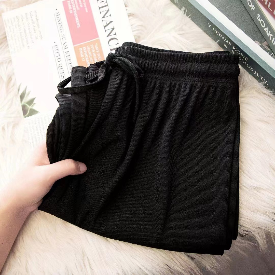Vrouwen broek lente zomer ijszijde wijde pijpen broek 2025, hoge taille losse rechte casual broek vrouwelijke outdoor zwarte broek