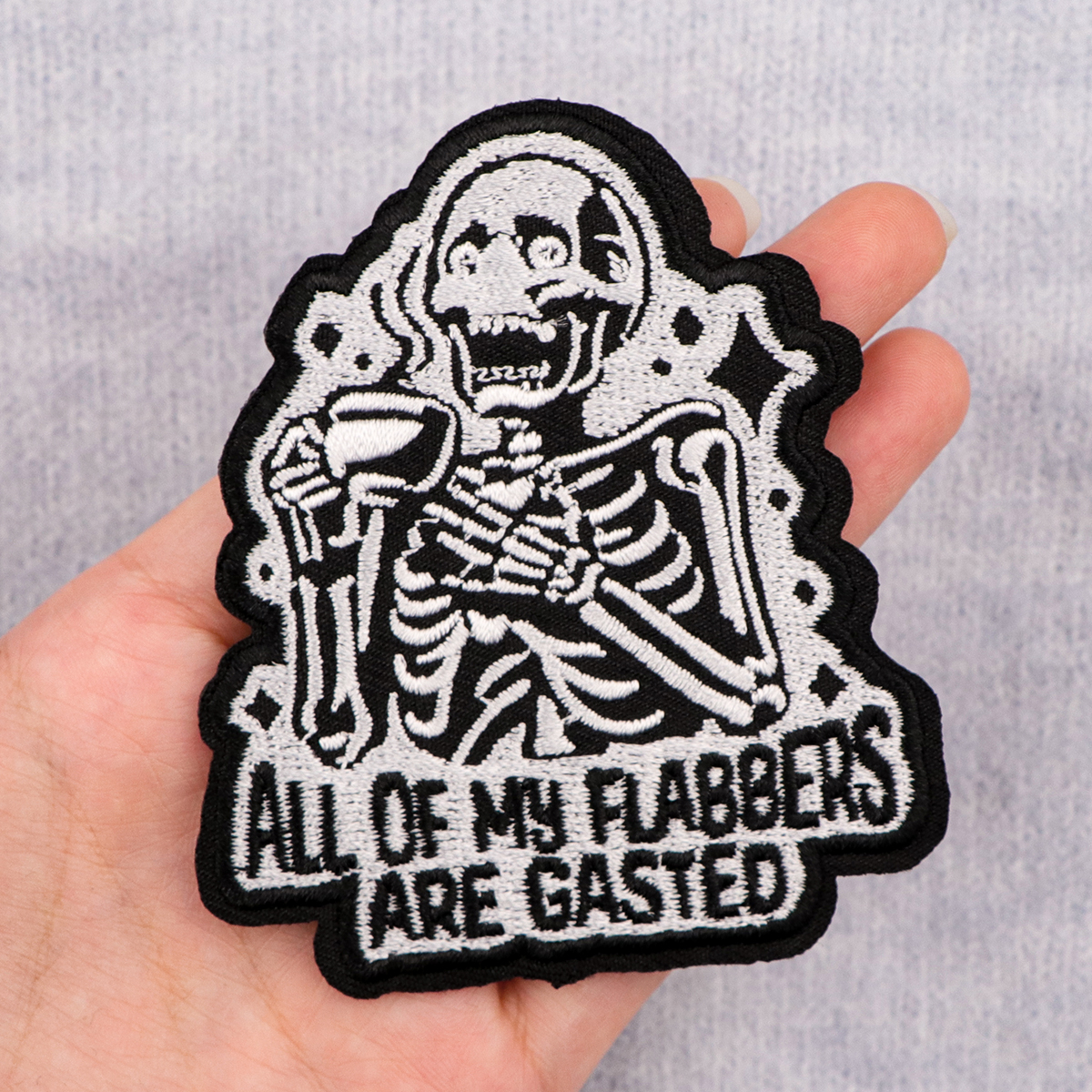 Skull Quotes Exquisite Embroidered Patch Emblem Iron on Cloth Appliques Thermo Adhesive for Jacket T-shirt DIY