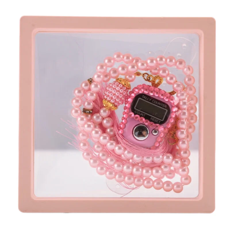 Conjunto de oração muçulmana com caixa de presente orar para 99 pulseiras frisadas anel de contador de dedo reajustável eid al-fitr presentes de oração