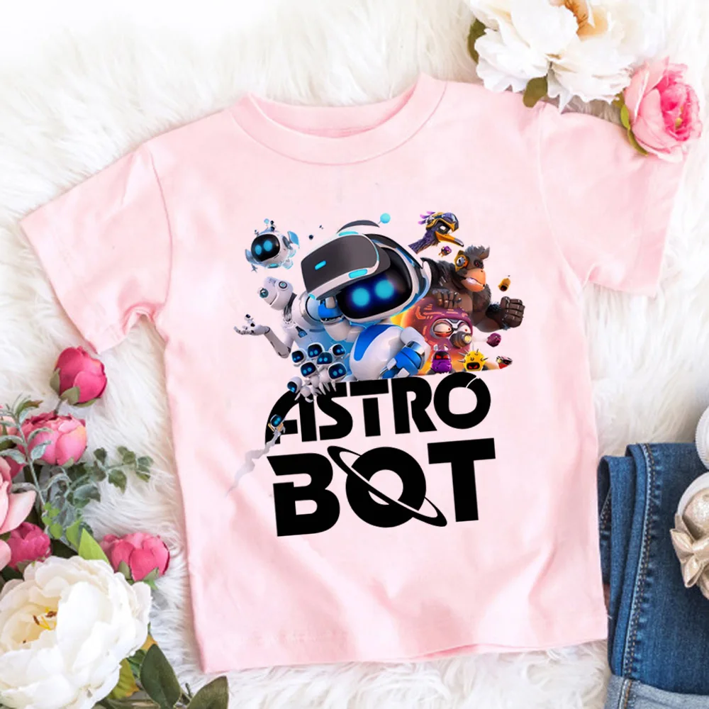 アストロボット Tシャツ子供のためのかわいい漫画フィギュアグラフィック Tシャツボーイズカジュアル半袖トップスファッション子供服