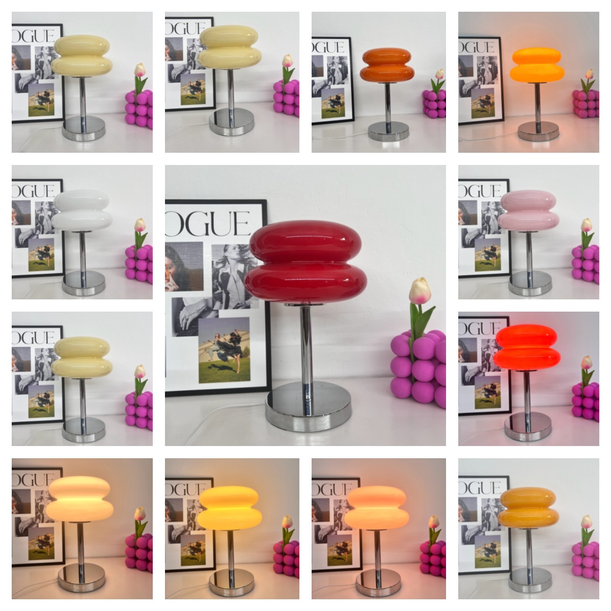 Lampe de table en verre macaron, gradation trichromatique, lampes de salon, protection des yeux, veilleuse, chambre de fille, décor de chevet