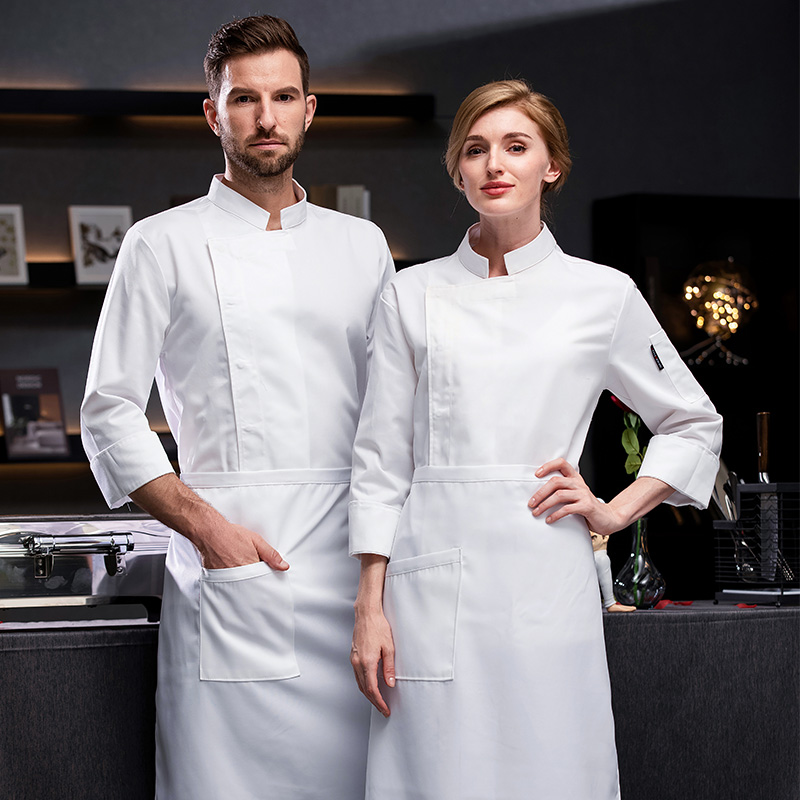 Biały mundur szefa kuchni z długim rękawem płaszcz szefa kuchni T-shirt hotelowa kurtka szefa kuchni restauracja płaszcz szefa kuchni piekarnia oddychające ubrania do gotowania logo