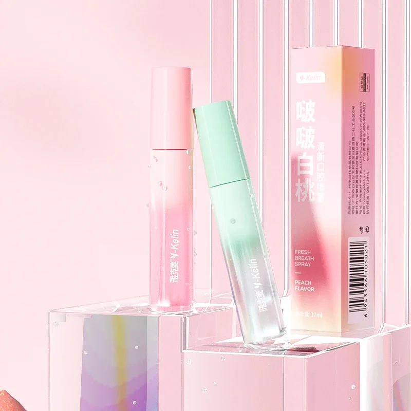 Nuevo Ambientador con sabor a melocotón Litchi en aerosol fresco Oral de 20ml, desodorante portátil con fragancia persistente para mujer,