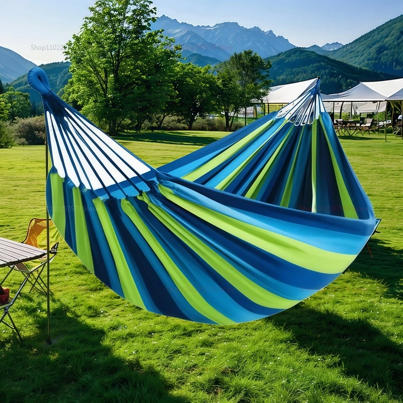 ใหม่กลางแจ้งในร่มผ้าใบเปลญวนเดี่ยวกลางแจ้ง Camping ในร่มเด็ก Swing หนาลาย HammockMulti Functional Hammock