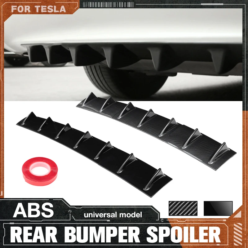 3 pçs universal amortecedor traseiro spoiler difusor gloss preto 7 asa barbatana de tubarão estilo lábio inferior do corpo