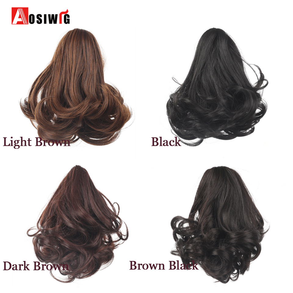 Extensión de cabello de cola de caballo corta rizada con Clip de garra sintética para mujer, postizo de cola de caballo