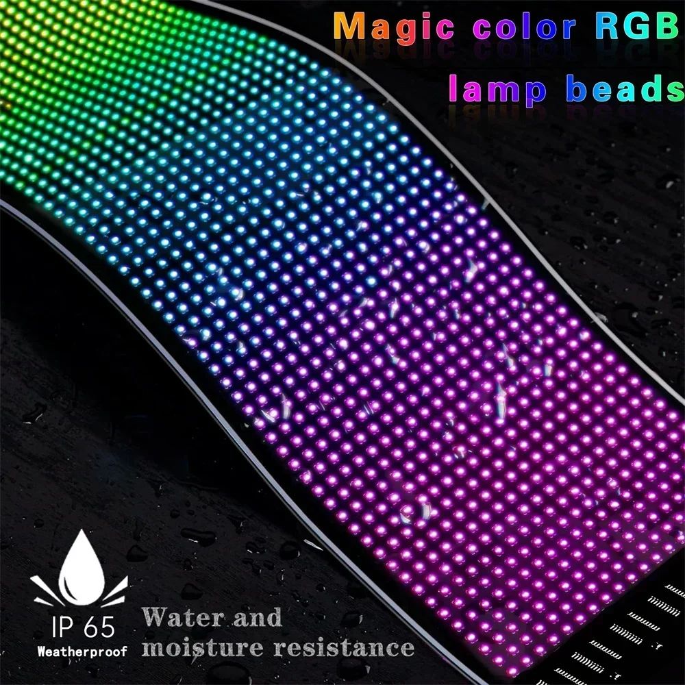 ピクセルマトリックスLEDディスプレイパネル,フレキシブルカーグラフィティ,RGB,スクロールテキスト,アニメーションショップリマインダー,Bluetoothライト,2 in 1