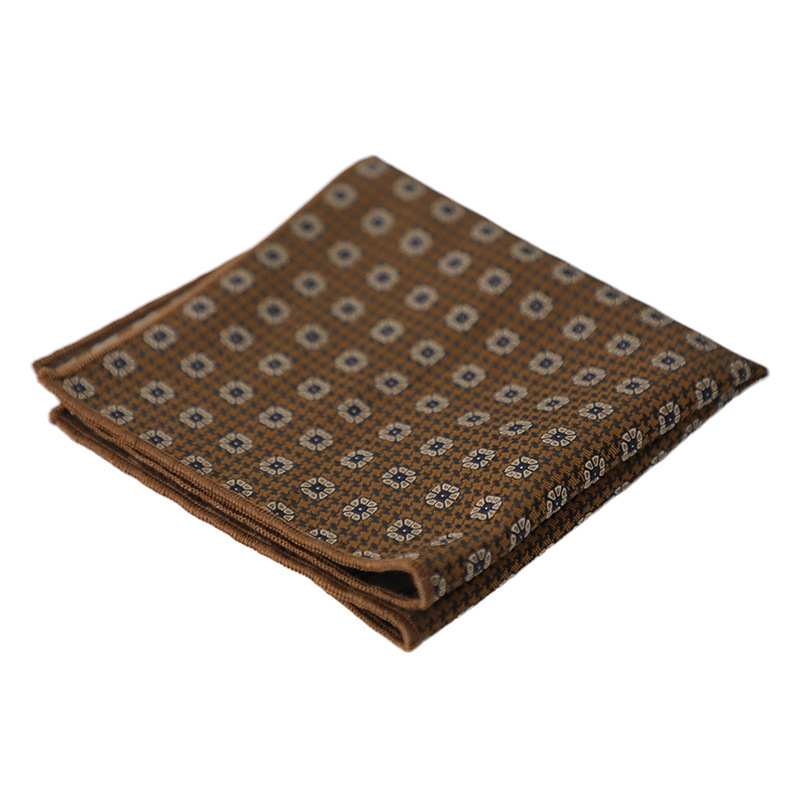 23 cm Gentleman Bruin Plaid Gestreepte Zakdoek Heren Polyester Jacquard Casual Pochet Trouwpak Accessoire Handdoek Sjaal