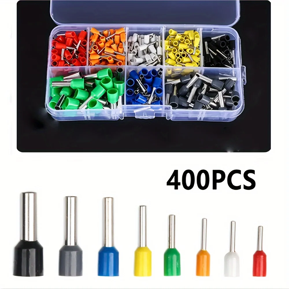 400 ชิ้น/กล่อง Ve Tubular CRIMP TERMINALS-ฉนวนขั้วต่อสายไฟเพื่อการเชื่อมต่อไฟฟ้าที่ปลอดภัย