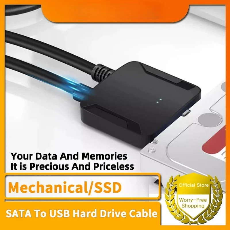 USB 3.0 SATA to USB Hard Drive Adapter Power Cable Converter for 2.5' And 3.5' SSD HDD Disk with - Data Transfer Accessory
