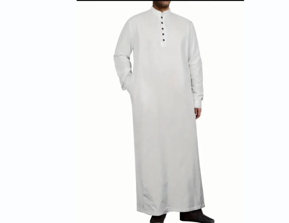 2025 comércio exterior transfronteiriço amazon estilo árabe simples longo masculino gola alta botão muçulmano robe masculino