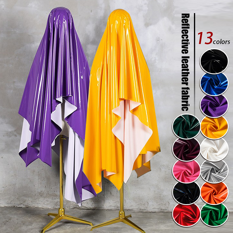 145x50cm brilhante macio vinil tecido de couro elástico pvc tecido macacão calças magras material diy vestido roupas acessórios