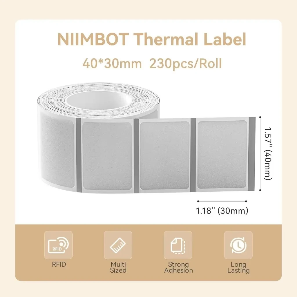 Niimbot B1 โปร่งใสสติกเกอร์เครื่องพิมพ์รอบ/สแควร์แบบพกพา Mini เครื่องพิมพ์ความร้อนป้ายกระดาษสําหรับ B21/ b3S/ b203 Niimbot