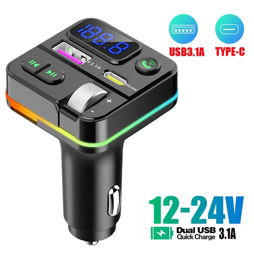 Transmisor FM con Bluetooth 2023 para coche, adaptador FM/AUX, cargador de coche, Boost de graves, 3 puertos, adaptador Bluetooth, 5,0