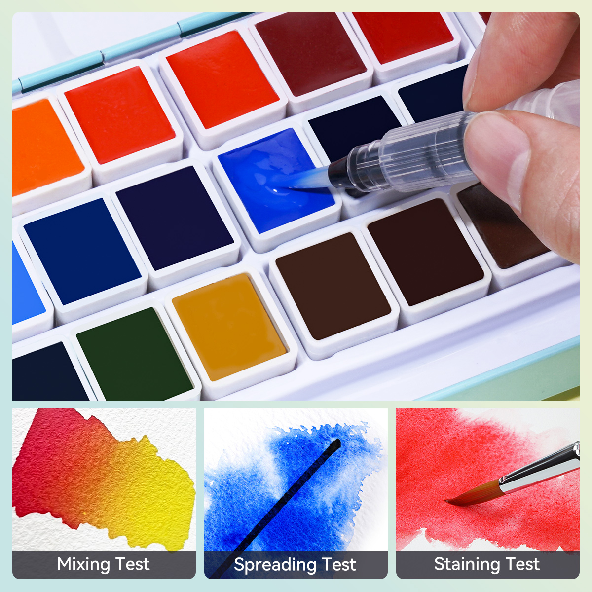 MeiLiang Watercolor Paint Set, 36/48 Vivid Colors in Pocket Box with Metal Ring and Brush, Perfect for Students, Beginners