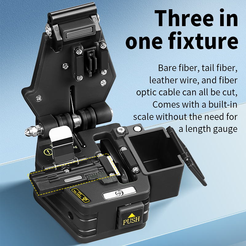 COMPTYCO AUA-60C Fiber Cleaver FTTH Hot Melt / Cold Connection Cutter Fiber Optic Cable Cutting Knife Tool With Waste Fiber Box