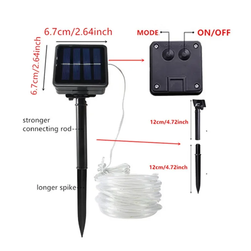 Solar Rope Lights Solar LED Light Path Deck Outdoor Garden Solar Lichtslingers Waterdichte buitenverlichting Strips 8 lichtmodi