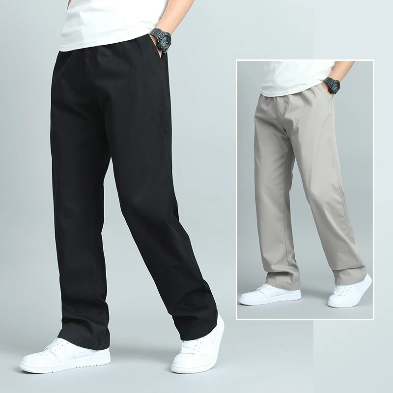 Große Größe Herren Casual Baumwollhose Loose Fit Gerade Hose Multi Pocket Big Man Lange Hose Herren Joggerhose Sommer Herbst