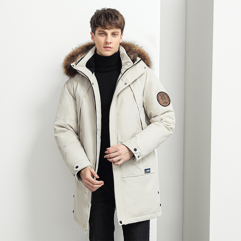 2023 Winterboetiek Modieus Warm Heren Casual Donsjack Met Capuchon En Bontkraag Van Het Merk High-End Herenjas Voor Heren, Legergroen