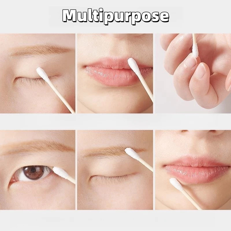 1500/500pcs Round Headed Cotton Swabs Double Headed Women Makeup Cotton Buds for Wood Sticks Nose Ears Cleaning Health Care Tool