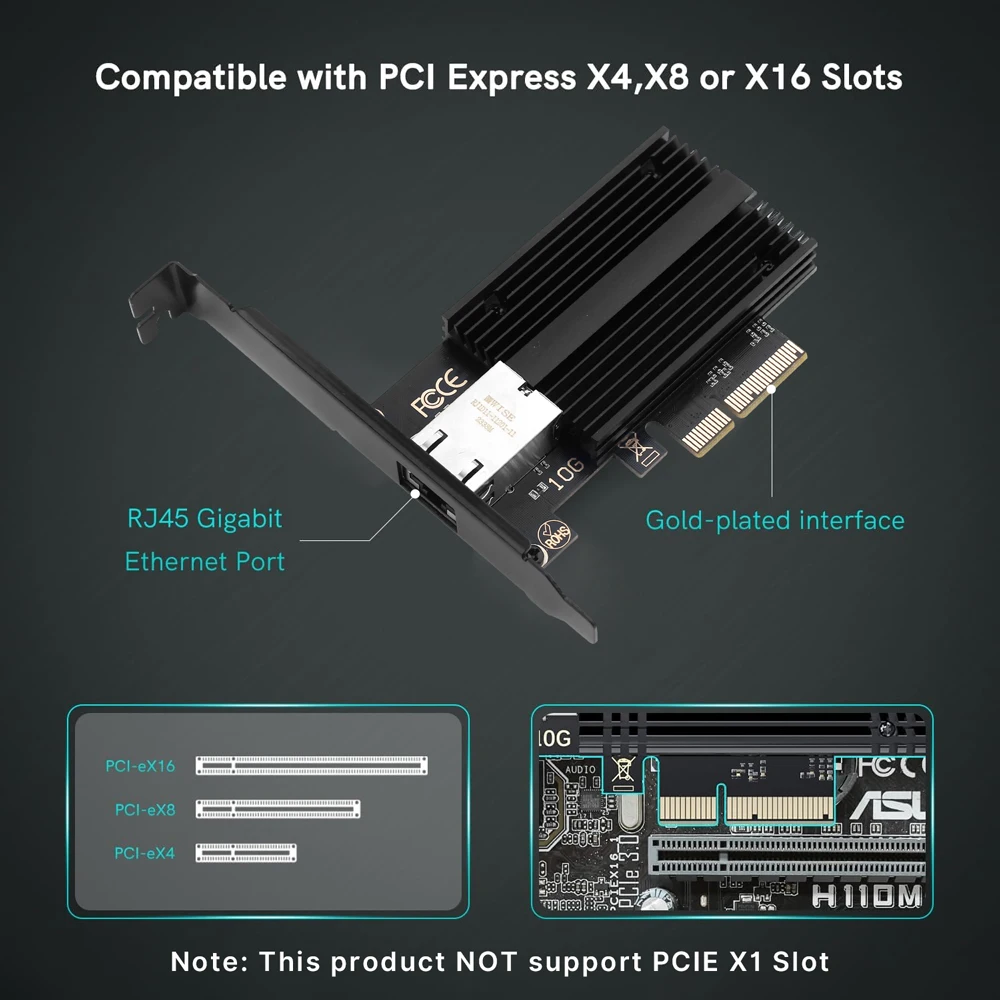 10 Гбит/с AQC113 PCIE к Сетевой карте RJ45 100 Мбит/с/1 ГБ/2. Φ/10 Гбит/с интерфейс RJ45 Ethernet проводной LAN адаптер для настольного ПК Win10/11