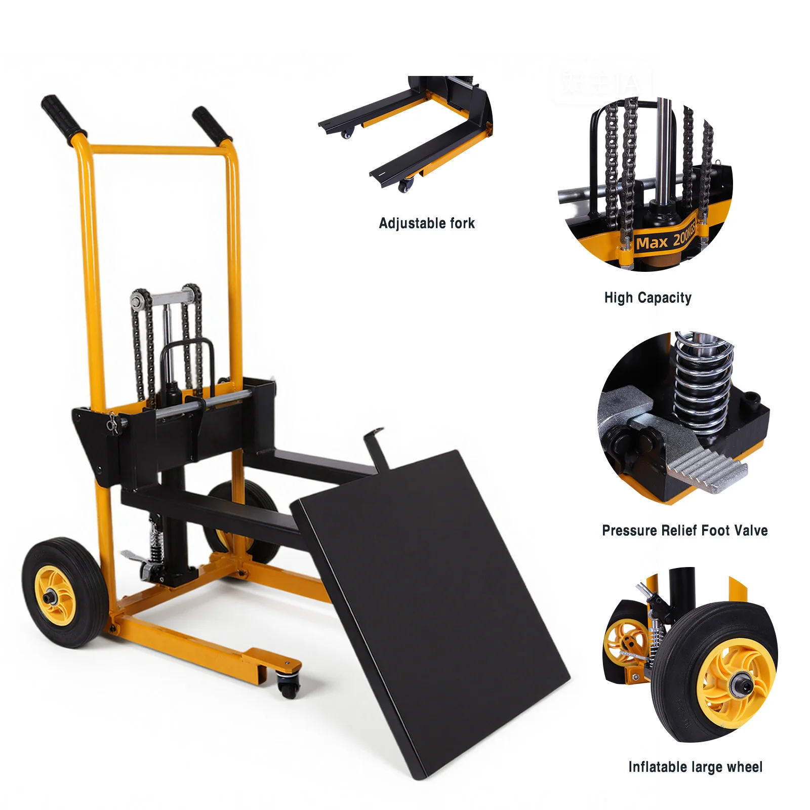 Mini Forklift Manual Hydraulic Stacker with Swivel Wheels Portable Pallet Jack Table Cart Wear Resist Pallet Truck Dolly
