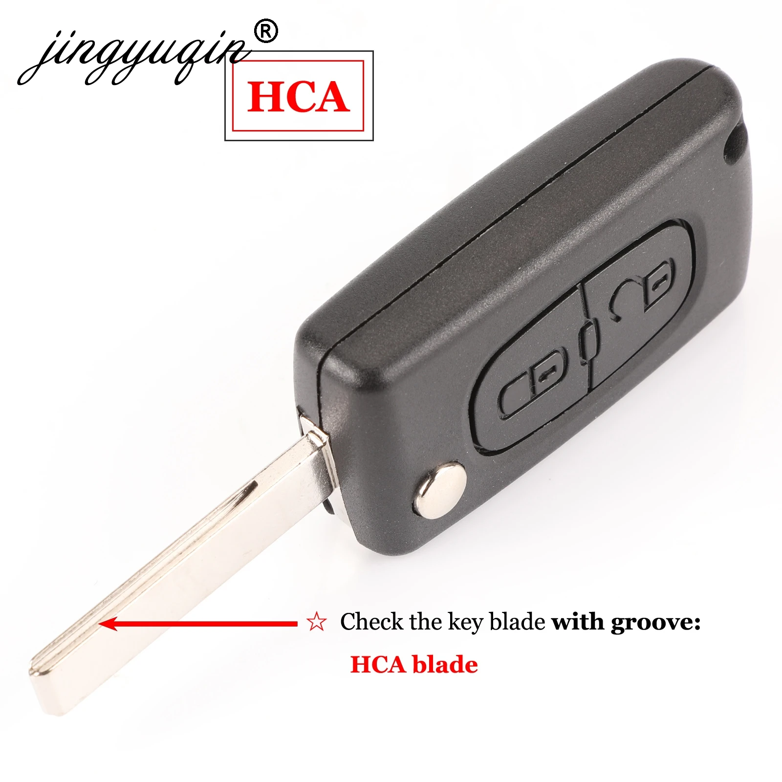 jingyuqin CE0523 CE0536 Etui na kluczyk zdalnego sterowania do Peugeot 107 207 307 307S 308 407 607 807 Fob HU83/VA2 Blade 2 Buttons