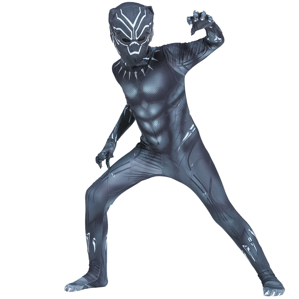 Jungen Black Panther Strumpfhosen Superhelden Strumpfhosen Film Charakter Cosplay Justice Hero Maske Set Halloween Dress Up Kinder Fantasy Kostüm