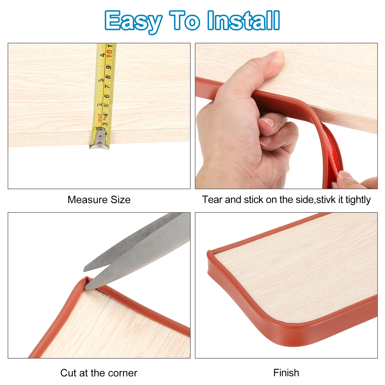 U-Shape Edge Banding Furniture Edge Strip Self Adhesive Edging Trim Flexible Edge Protector for Countertop Table Cabinets Shelve