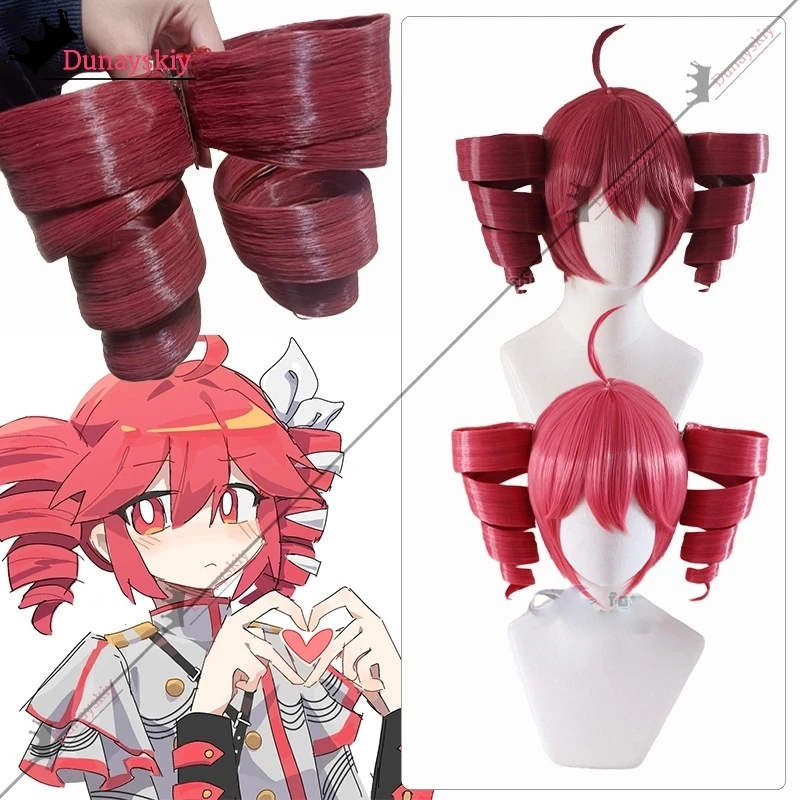 Anime Kasane Teto Cosplay Costumes Women Cute Red Ponytail Wig High Heat Resistant Hair Teto Role-playing Wig Long Curly Hair
