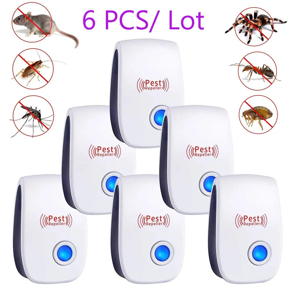 EU/US/UK Plug Electric Ultrasonic Pest Repeller Anti Mosquito Rodent Control Indoor Bug Cockroach Insect Killer Zapper Repellent