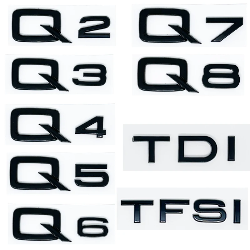 Цифры ABS буквы Q2 Q3 Q4 Q5 Q6 Q7 Q8 30 35 40 45 50 55 TDI TFSI 2.0T Эмблема для автомобиля Крыло Багажник Задний логотип Наклейка