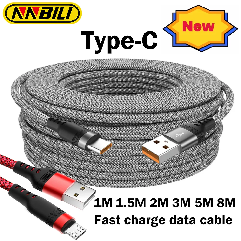NNBILI Cavo USB Tipo C Universale 6A Cavo Dati di Ricarica Veloce 1m 1.5m 3m 5m 8m Micro Estendi Cavo Per Samsung Huawei Xiaomi PS4/5