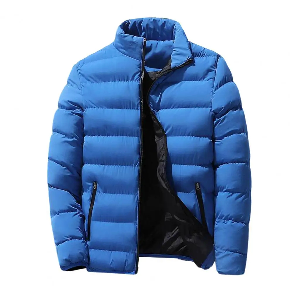 Herren Stehkragen Winter Reiß verschluss dicken Baumwoll mantel einfarbig Street Fashion Stil m5xl Business Casual Reiß verschluss Jacke