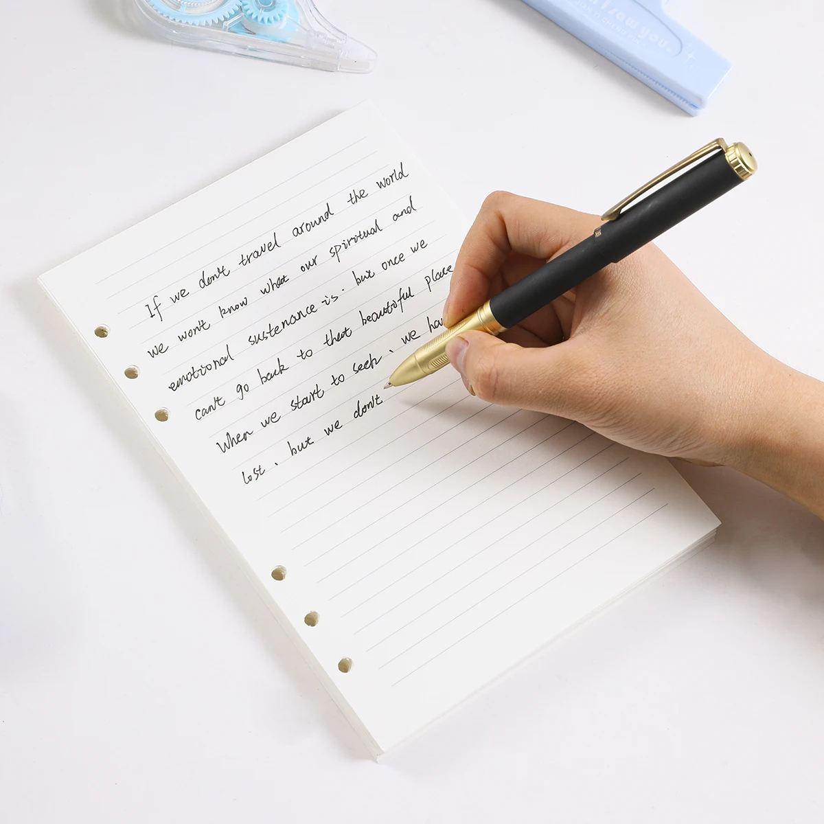 100 Sheets of A5 Six-Hole Loose-Leaf Paper, Kraft Paper Color Horizontal Lines, Notebook Loose-Leaf Book Planner, Binder Folder Replacement Core,