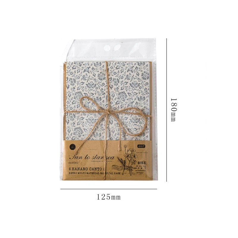 40 Sheets/set Hanano Chapter Series Material Pack Art Light Retro Floral Tag DIY Message Memo Material Bag Decoration Collage