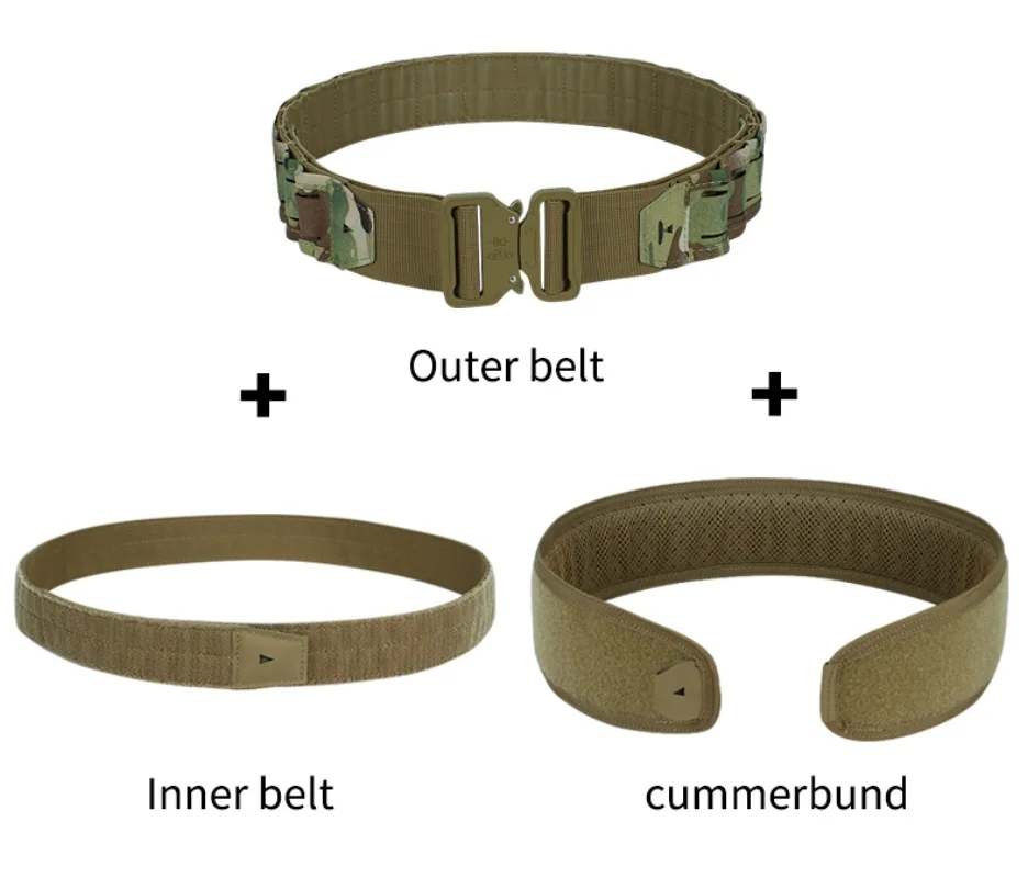 Cinto tático 3 em 1, corte a laser, fivela de liberação rápida, cinto de tiro de combate molle com cinto interno e almofada de suporte traseiro
