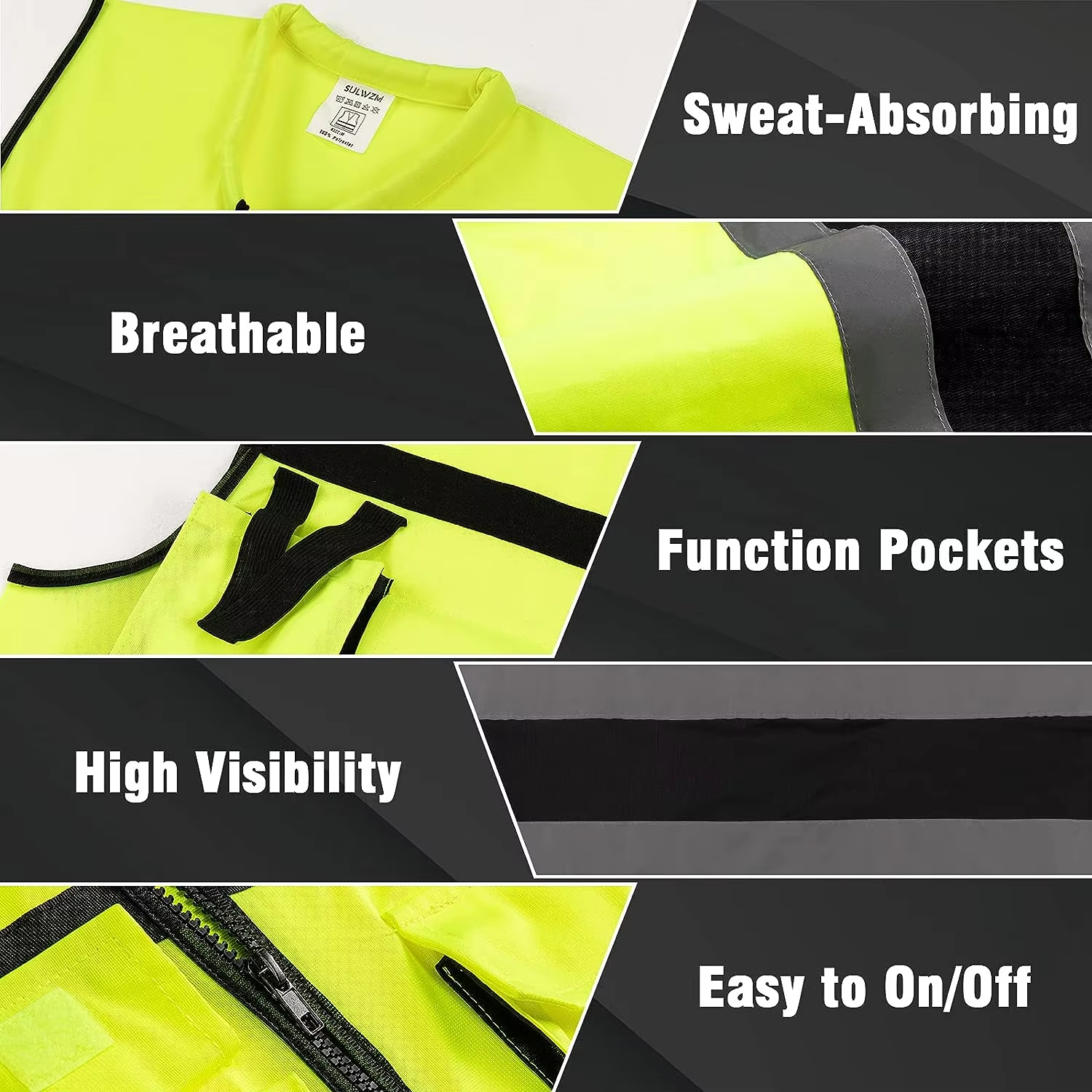 High Visibility Multi Pocket Oxford Fabric Reflective Safety Vest Customized Logo For Night Riding Reflective Vest