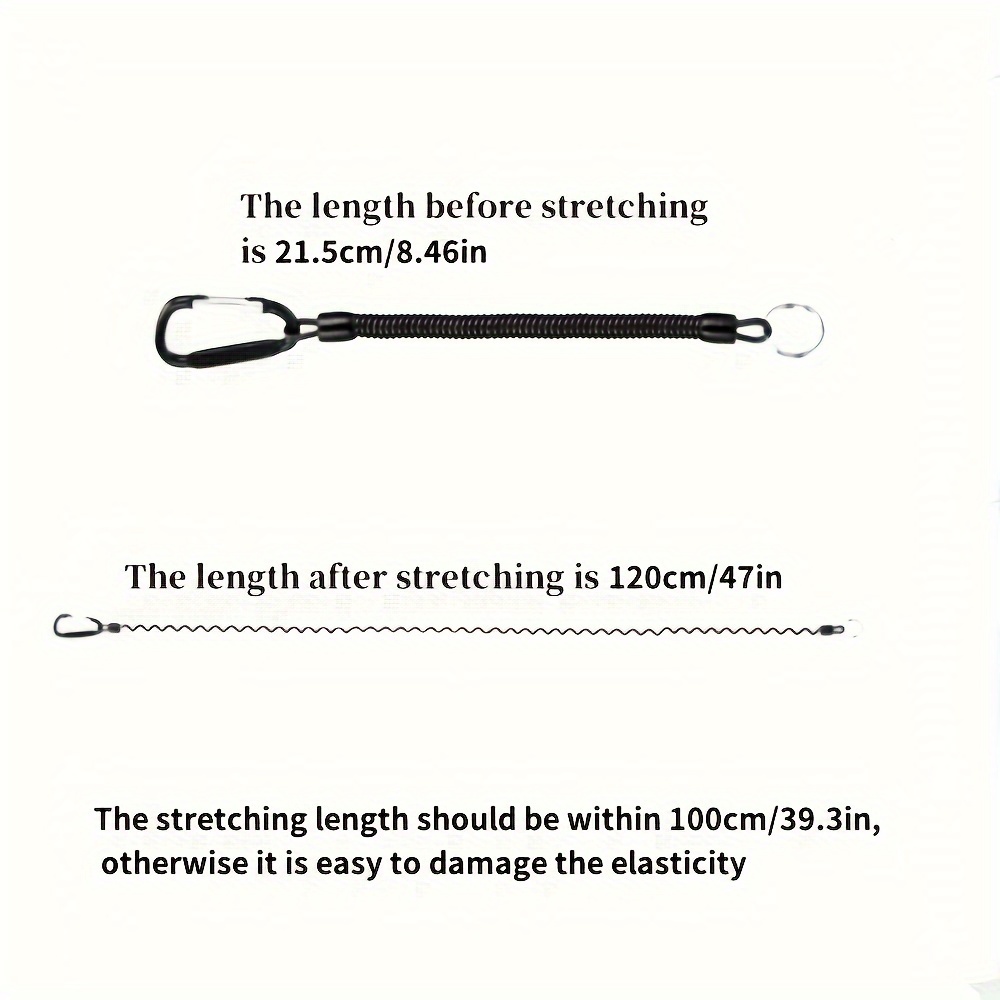Spring Coil Keychains,Retractable Wrist Strap Safety Rope,8.46" To 47" Extendable,with Carabiner and Ring,Built-in Steel Wire