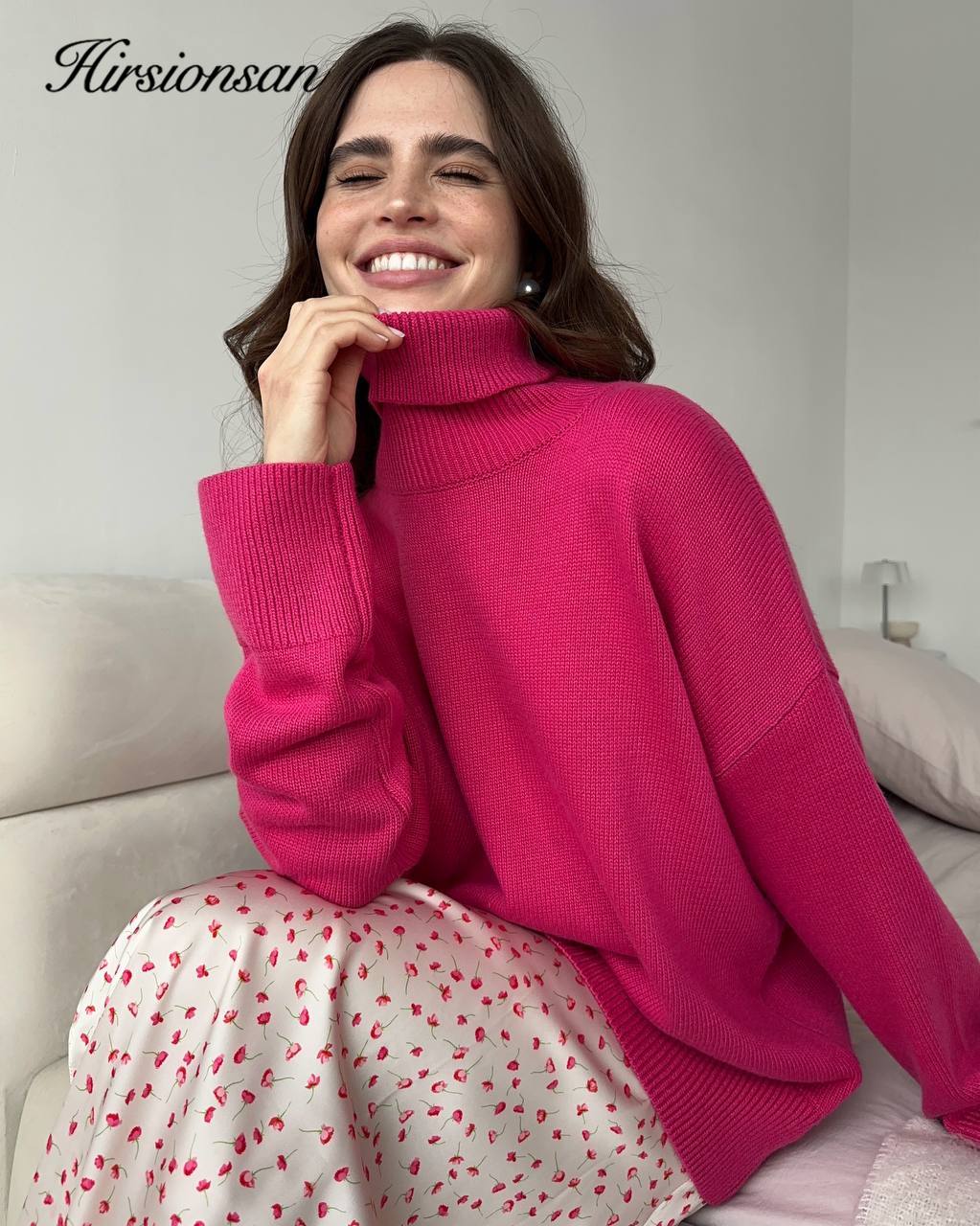 Hirsionsan Chic Rollkragen Herbst Winter Pullover Frauen Weiche Warme Grundlegende Gestrickte Pullover Lose Beiläufige Weibliche Jumper 2024 Neue