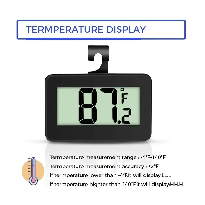 Digital Refrigerator Thermometer Multi Function Electronic Freezer Thermometer Household Frost Alarm for Kitchen