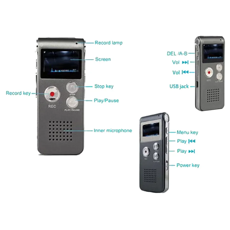Sprzęt do polowania na duchy Paranormal Cyfrowy rejestrator aktywowany głosem EVP USB US 8 GB (czarny)