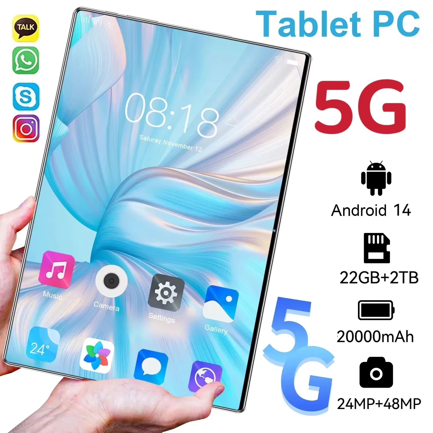 2025 Новый оригинальный планшет Global Edition Android 11 дюймов Pad 15 Pro Android 14 22 ГБ + 2 ТБ 20000 мАч 5G с двумя картами WiFi GPS HD 4K Tab