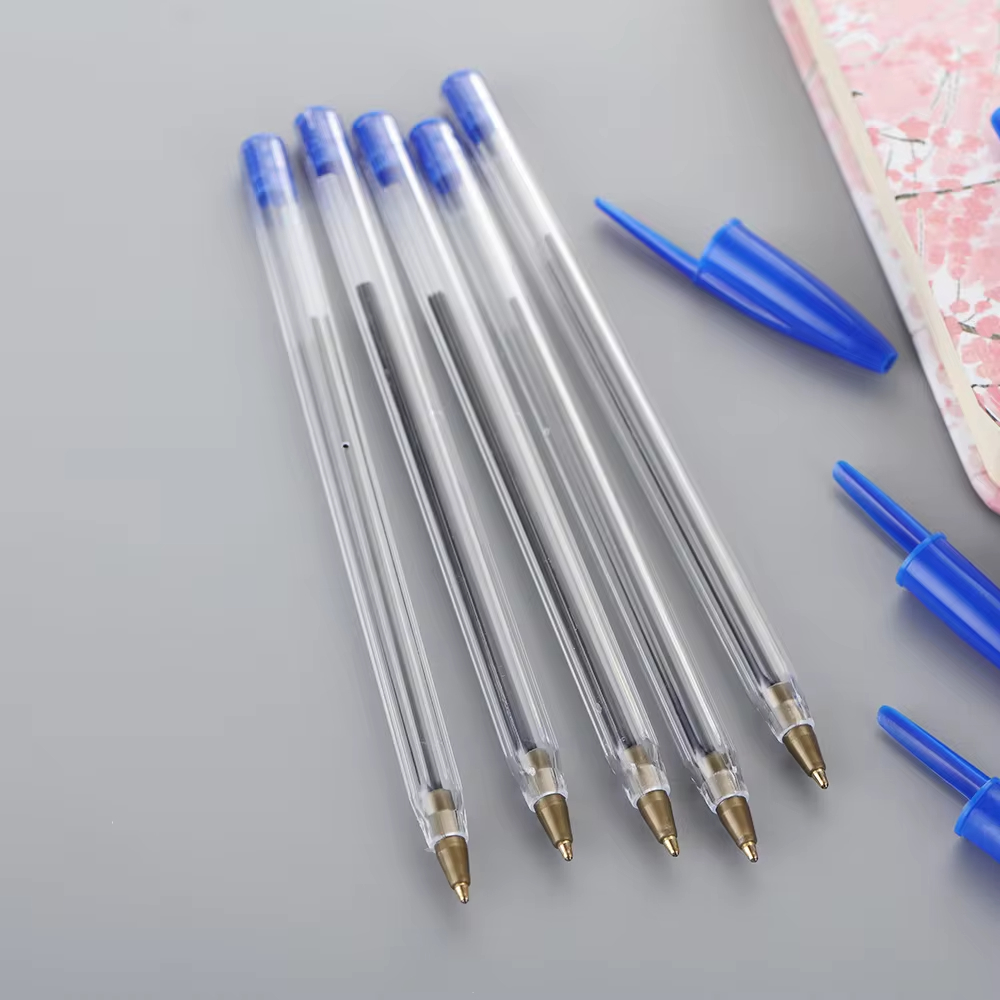 50/100Pcs Ballpoint Pens 1.0mm Blue Black Plastic Ball Point Pen Student Gift School Office Supplies Long Lasting Smooth Writing