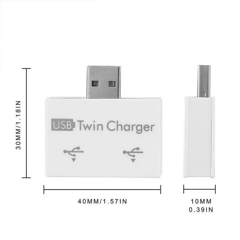 Divisor de interfaz de datos de carga USB 1/2, puerto Dual, extensor de corriente USB, adaptador de concentrador de cabeza OTG