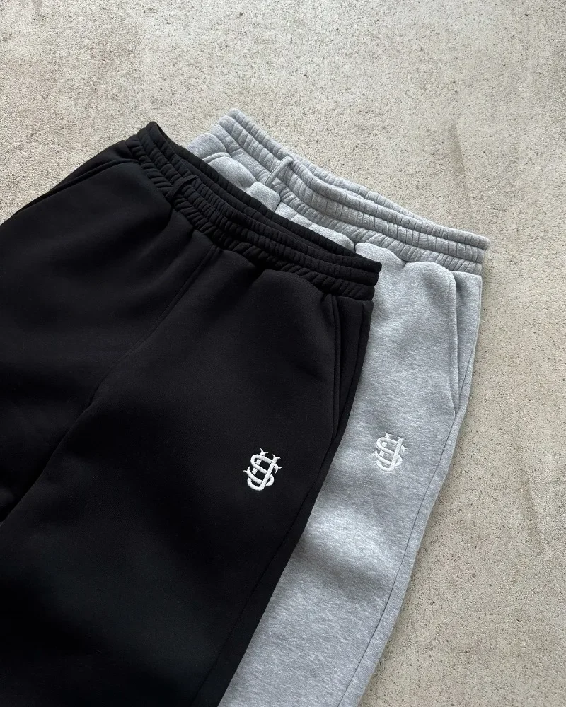 Y2k レトロルーズストレートパンツ男性トラックスーツパンツパーソナライズされたパンツ脚ジッパー刺繍デザインヒップホップ原宿カジュアルパンツ